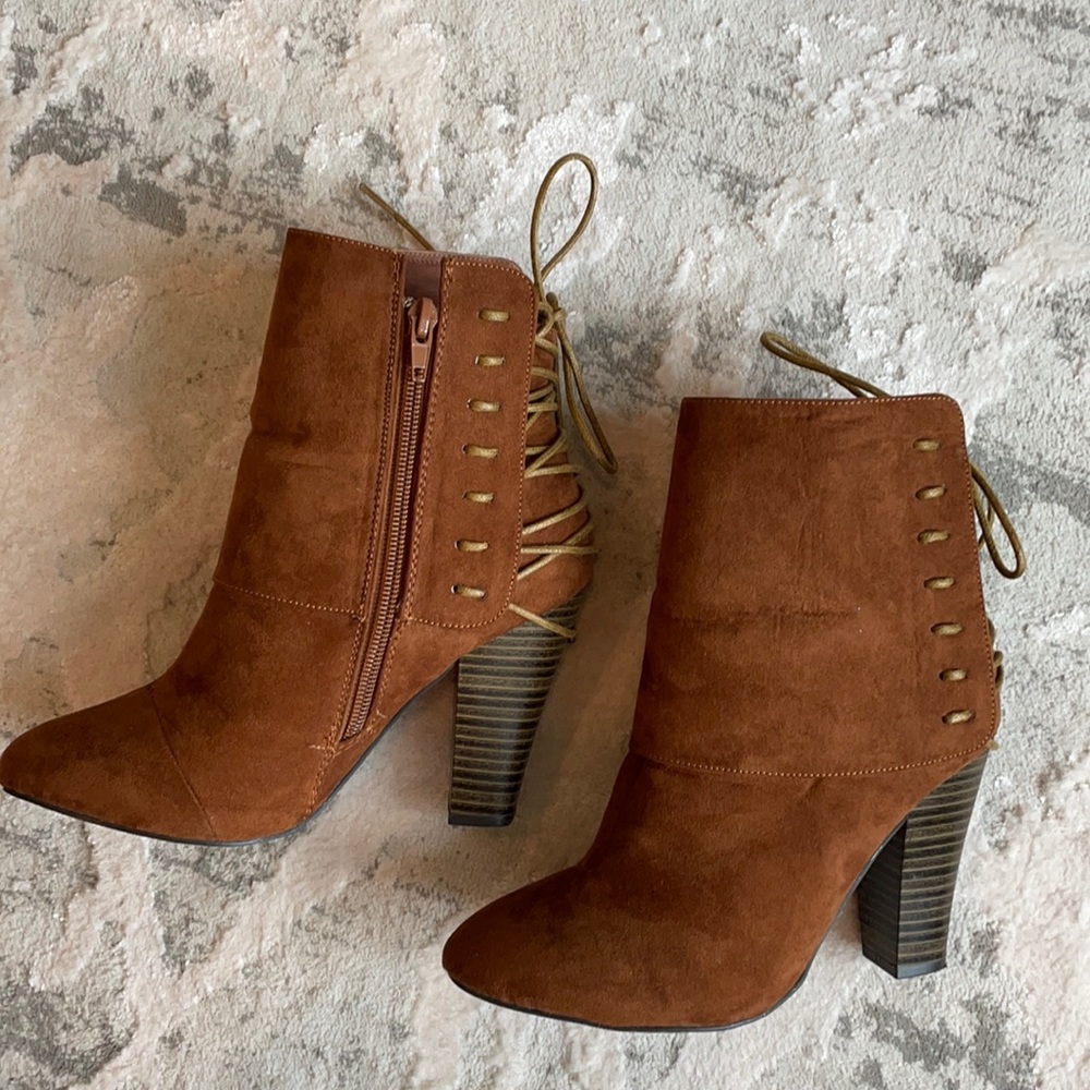 Never Worn Cognac Suede Booties